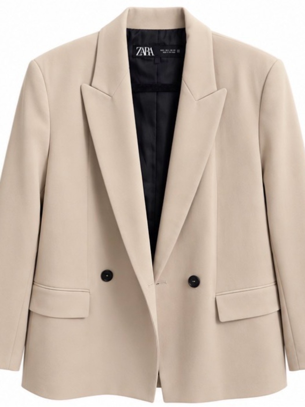 Zara Double-Breasted Light Beige Blazer